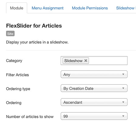 FlexSlider for Articles module, Joomla