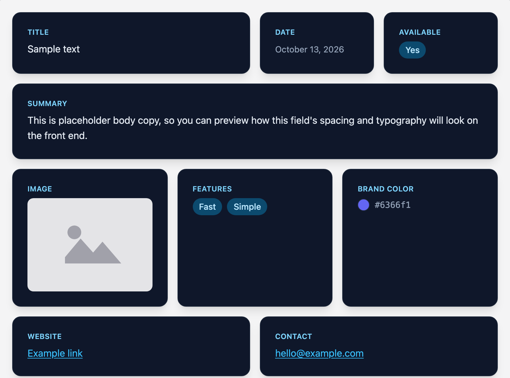 Midnight theme in the theme editor preview