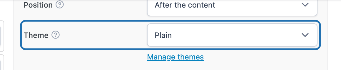 Theme dropdown in the Display section