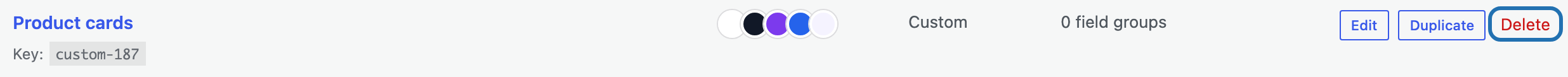Delete link on a custom theme