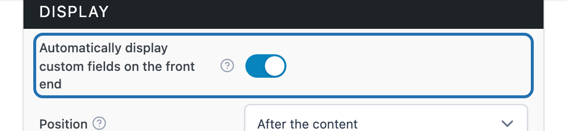 Automatically display toggle in the Display section
