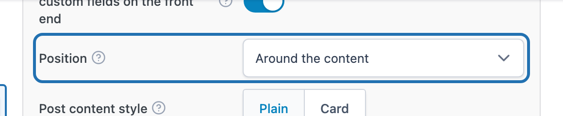 Position dropdown set to Around the content