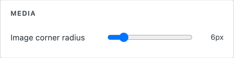 Media settings in the theme editor
